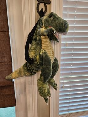 Green Plush T-Rex Reptile Pet Toy Backpack